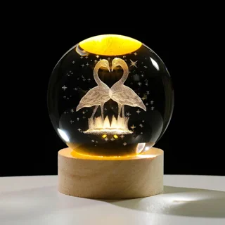 چراغ خواب مدل گوی کریستالی طرح فلامینگو 3D کد۳۱۲