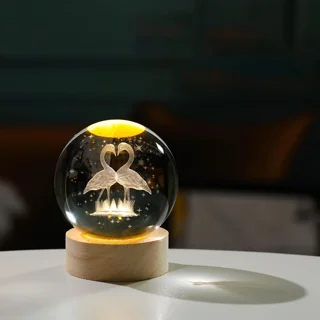 چراغ خواب مدل گوی کریستالی طرح فلامینگو 3D کد۳۱۲