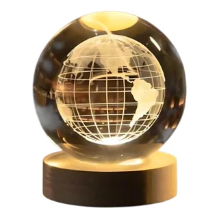 چراغ خواب مدل گوی کریستالی طرح کره زمین 3D کد۳۱۸