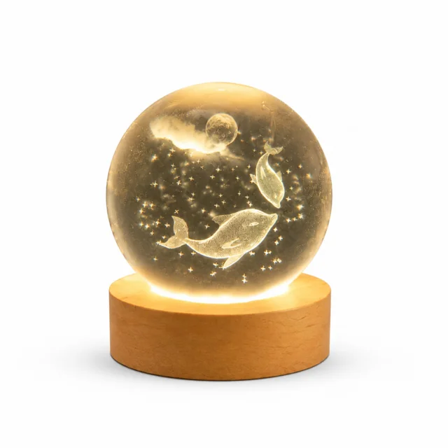 Crystal ball design night light, 3D dolphin model, code 303