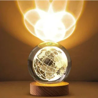 چراغ خواب مدل گوی کریستالی طرح کره زمین 3D کد۳۱۸