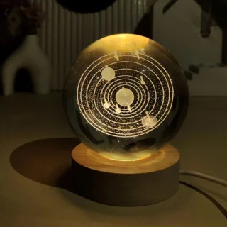 چراغ خواب مدل گوی کریستالی منظومه شمسی 3D کد۳۰۱