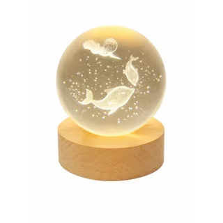 چراغ خواب طرح گوی کریستال مدل دلفین 3D کد303