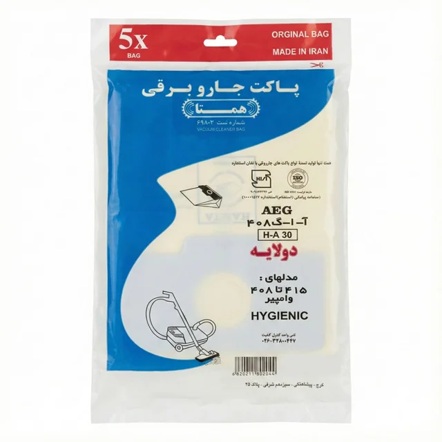 پاکت جاروبرقی همتا مدل H-A 30 مناسب برای جاروبرقی آاگ 408 بسته 5 عددی